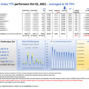 Top 10 eREIT ETF Index YTD performers Oct 01 2021_M
