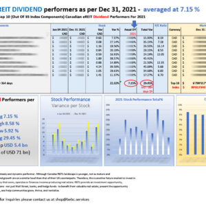 Top 10 Canadian eREIT DIVIDEND performers as per Dec 31 2021_M